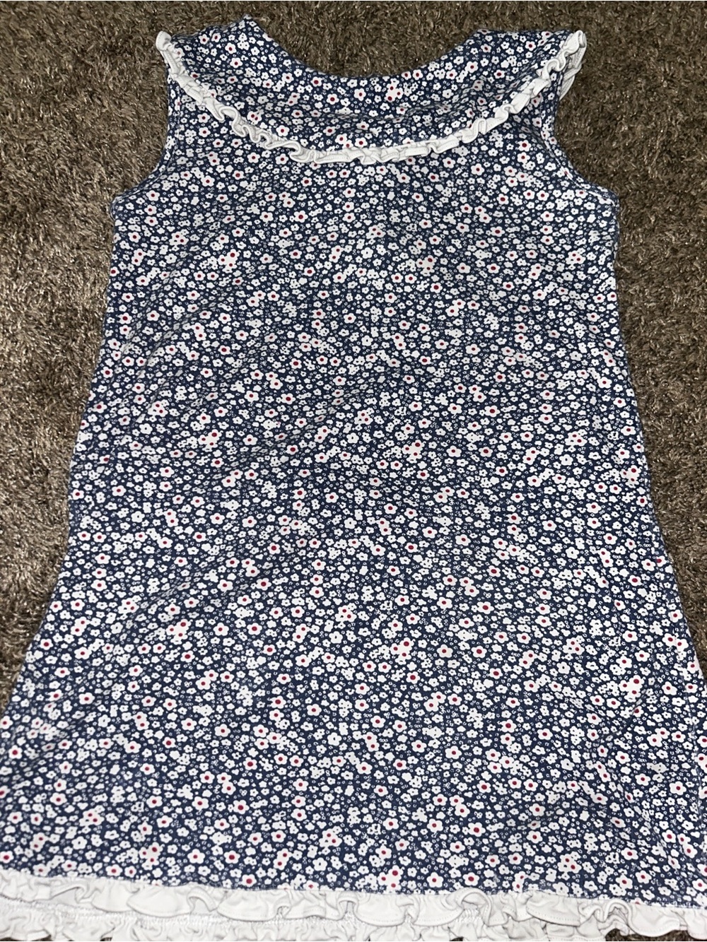 Girls Lila And Hayes Navy Floral Ruffle Neck Nightgown